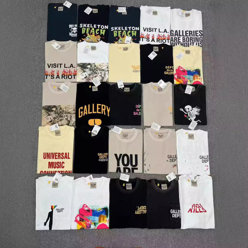 GALLERY DEPT High Street Vintage Antique Printed Loose Round Neck Short-sleeved T-shirt Trendy Brand Off-white Cotton Letters