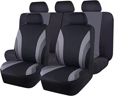 and America Temu | Universal seat cover - light-gray-and-dark-gray-9-piece-set-complete-set-of-five-seats