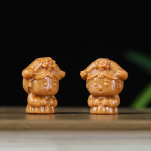 新品檀木雕刻可爱卡通格格复古个性文玩手串佛珠配饰钥匙扣挂件