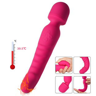 Foreign Trade Double-Headed Heated Av Vibrator for Women, Portable Strong Vibrating Curved Penis, Adult Sex Toy Factory Delivery
