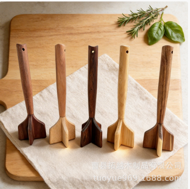 Cross-Border Supply of Wooden Potato Masher for Kitchen Use, Household Wooden Masher, Restaurant Cooking Utensils, Wooden Pestle