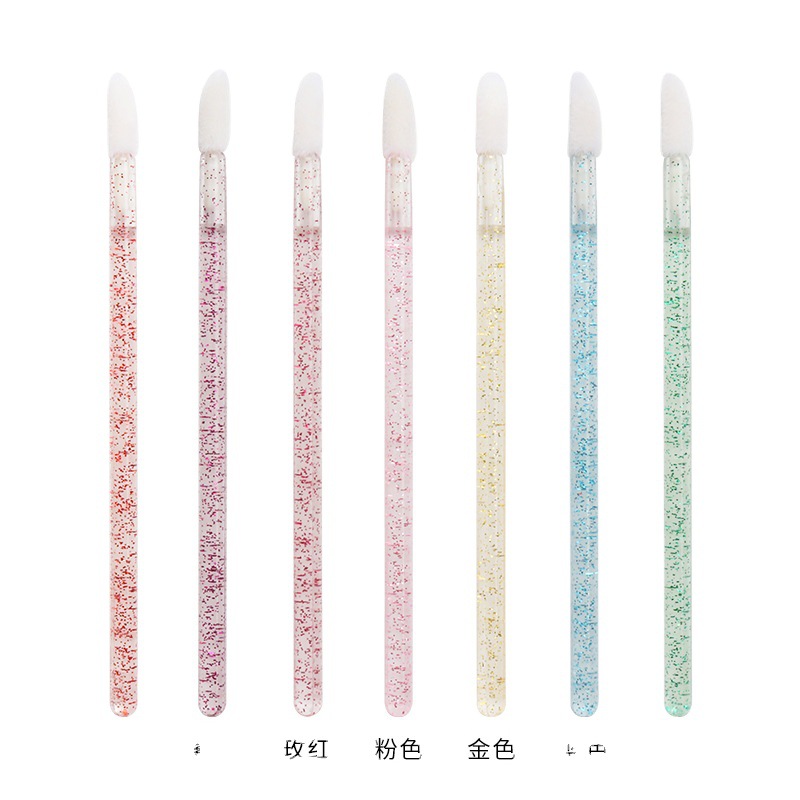 50 piezas/paquete Cepillo de labios de varilla de cristal desechable Cepillo de brillo de labios Cepillo de maquillaje Herramienta de belleza Cepillo de lápiz labial portátil