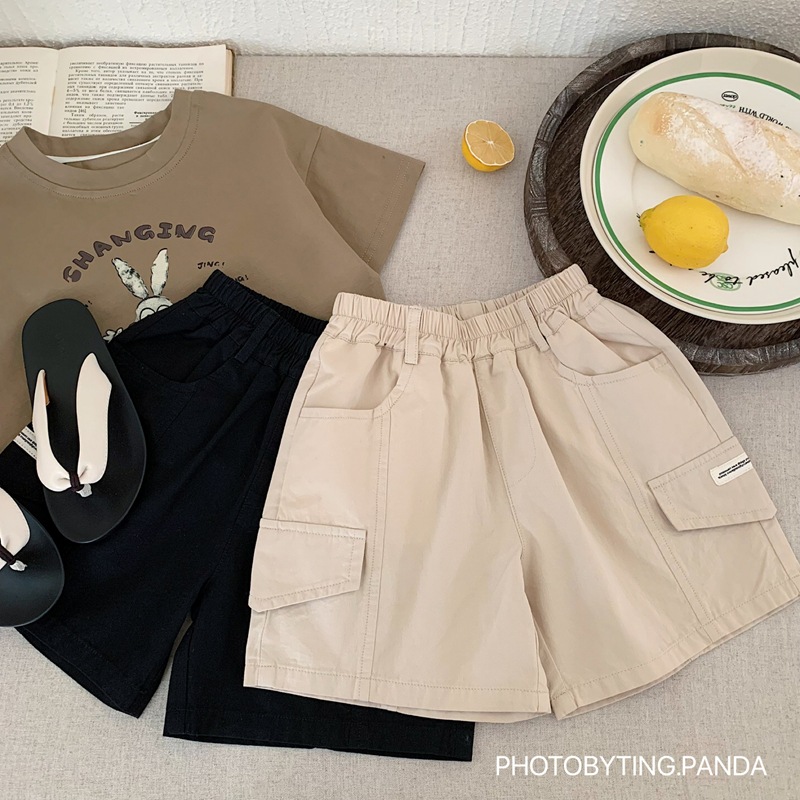 Baby Casual Pants Black Small and Medium-sized Children's Five-point Pants Boy's Pants Summer Children's Shorts Workwear Thin