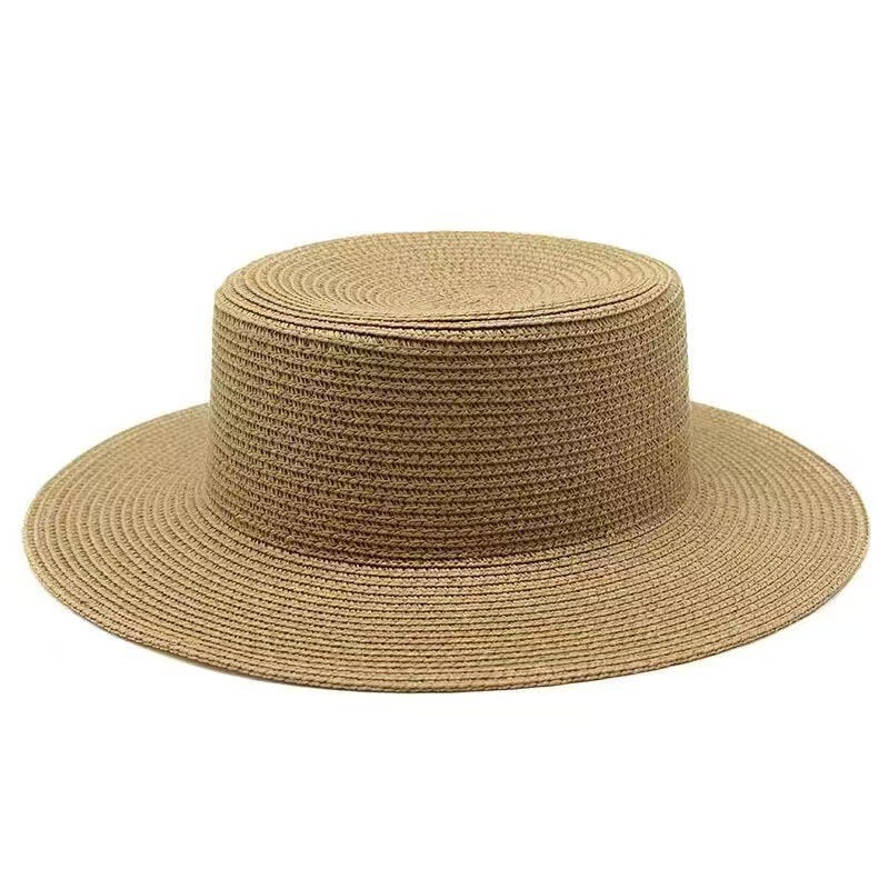 New Style Summer Fashion Trendy Beach Hat for Women, Flat-Top Hat with Wide Brim for Sun Protection