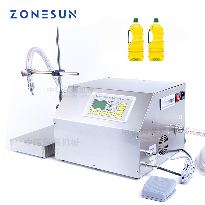 ZONESUN 半自动称重分装机齿轮泵食用油机油马达油塑料瓶灌装机