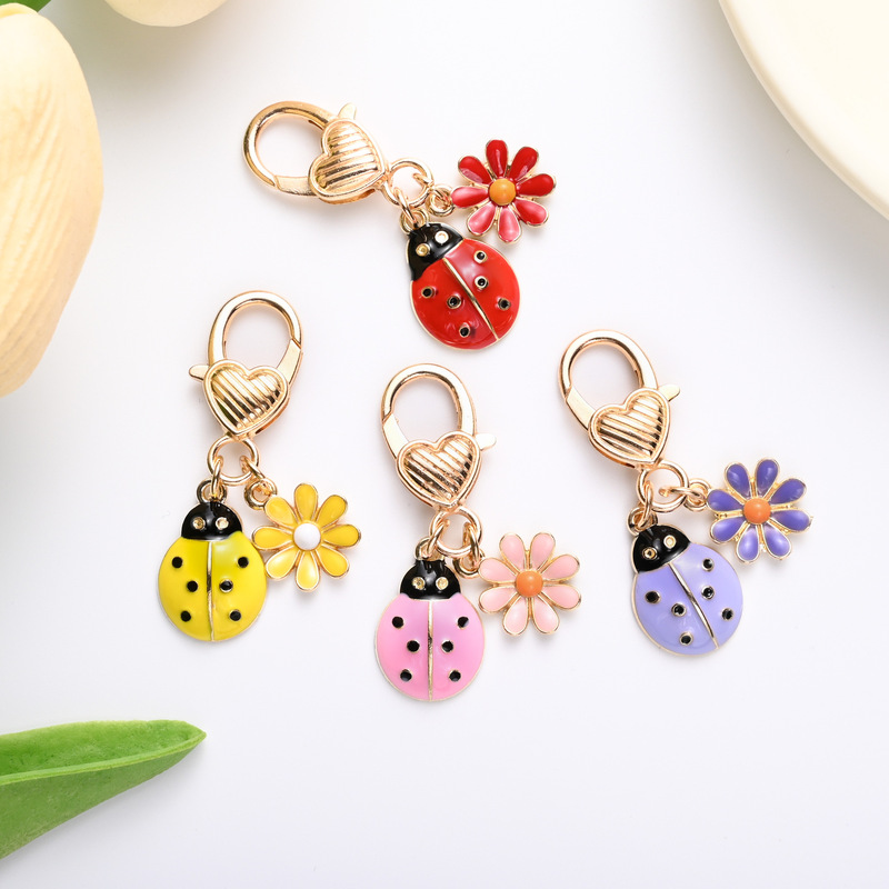 Cross-Border New Product Zinc Alloy Seven-Star Ladybug Keychain Colorful Ladybug Daisy Keychain Cute Bag Pendant Cross-Border New Product Zinc Alloy Seven-Star Ladybug Keychain Colorful Ladybug Daisy Keychain Cute Bag Pendant