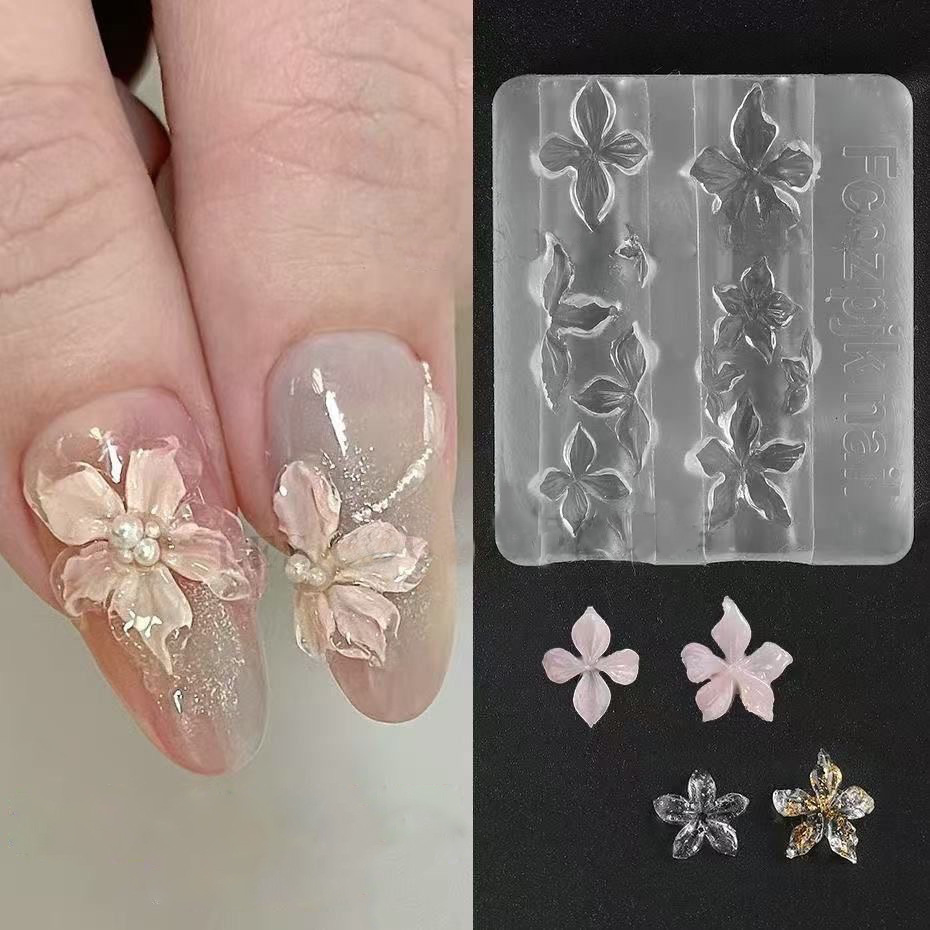 High-transparency nail art ice flower mold, wearable nail decoration, nail carving ice flower mold, oxidation-resistant tool, lily flower mold