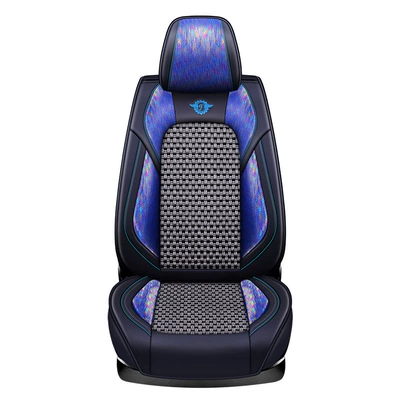 Seat cushion, seat cover — Panda Car Seat Cushion - one-piece-of-colored-linen-ice-silk-front-row-single-seat-black-and-blue