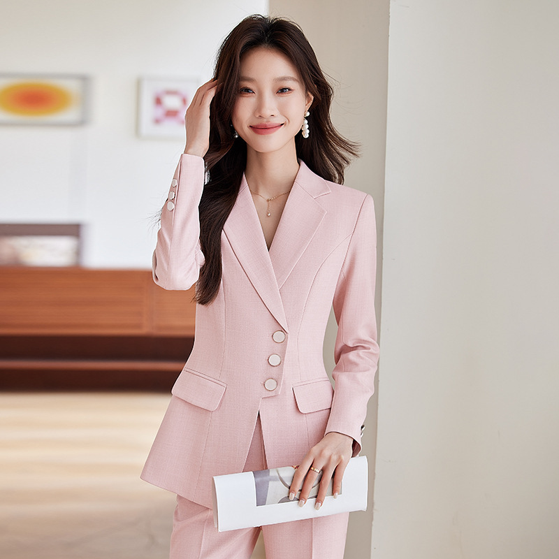 light blue Suit suit Female Spring and Autumn 2025 Advanced Professional Dress Suit Jacket Art Test Broadcasting Host