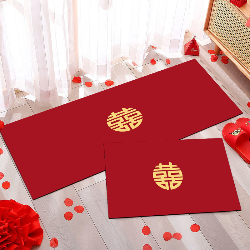 結婚の赤いじゅうたんの卸売りのお祝いの水晶の絨毯の床は結婚祝いの結婚用品の赤い喜字のじゅうたんを敷きます。|undefined