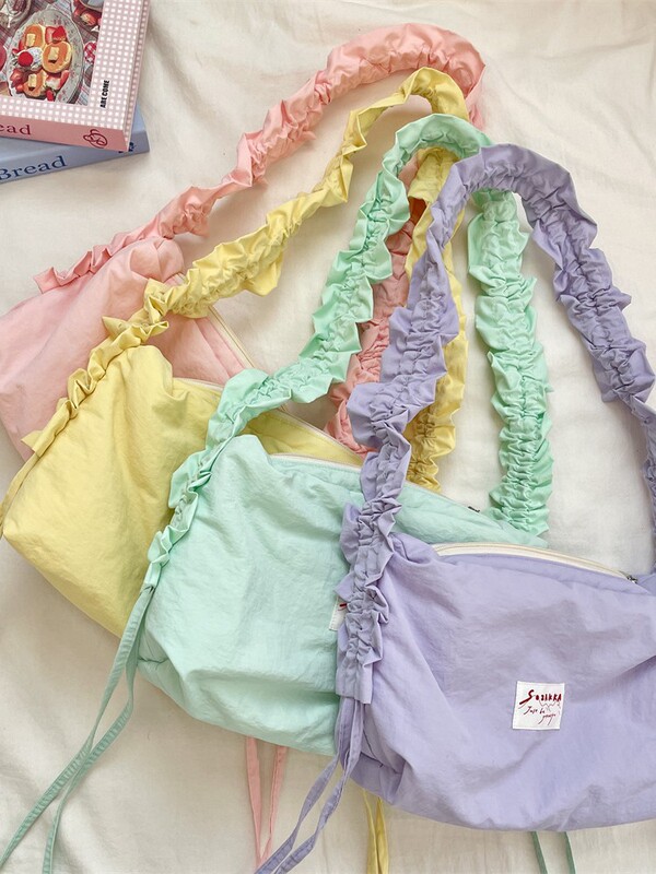 58251 Fashion Small Fresh Pleated Bag 2025 New Girl Niche Versatile Canvas Bag Single Shoulder Crossbody Bag 58251 Fashion Small Fresh Pleated Bag 2025 New Girl Niche Versatile Canvas Bag Single Shoulder Crossbody Bag