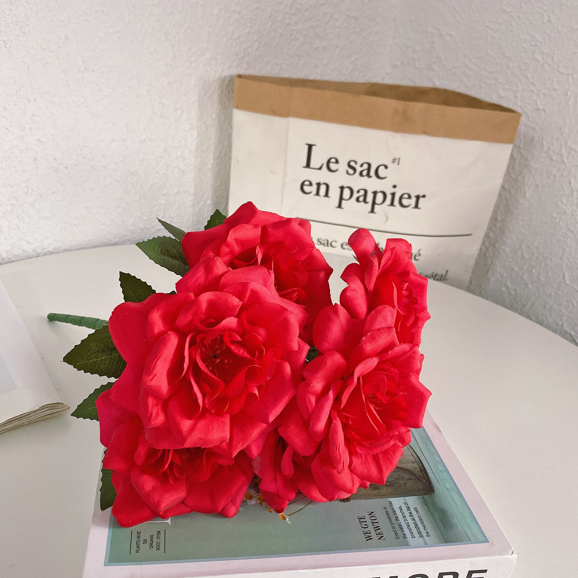 Transfronterizos calientes rosas rojas flores falsas ramos de flores 7 flores de rosas de color champán flores de simulación al por mayor