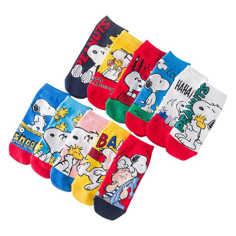 2020 primavera y verano nuevos calcetines de las mujeres de dibujos animados japoneses cachorro calcetines cortos rectos mujeres Snoopy barco Calcetines mujeres