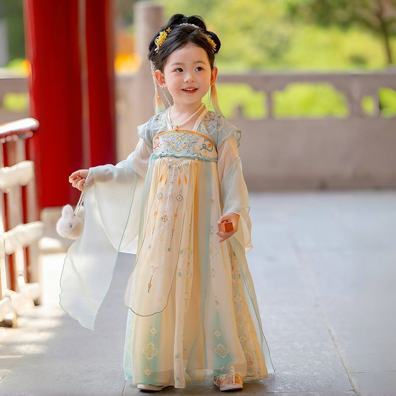 汉服女童2025春秋儿童新中式国风连衣裙古风唐装超仙女孩公主襦裙|undefined