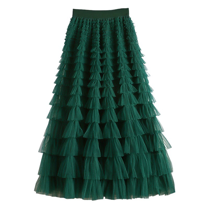 Сетчатая юбка-торт, весна, лето, осень и зима 2021, новая юбка средней длины, длинная юбка-пачка трапециевидной формы