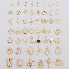 保色14k包金手串ペンダントジルコン部品星月蝶ペンダントdiy手作りビーズアクセサリー