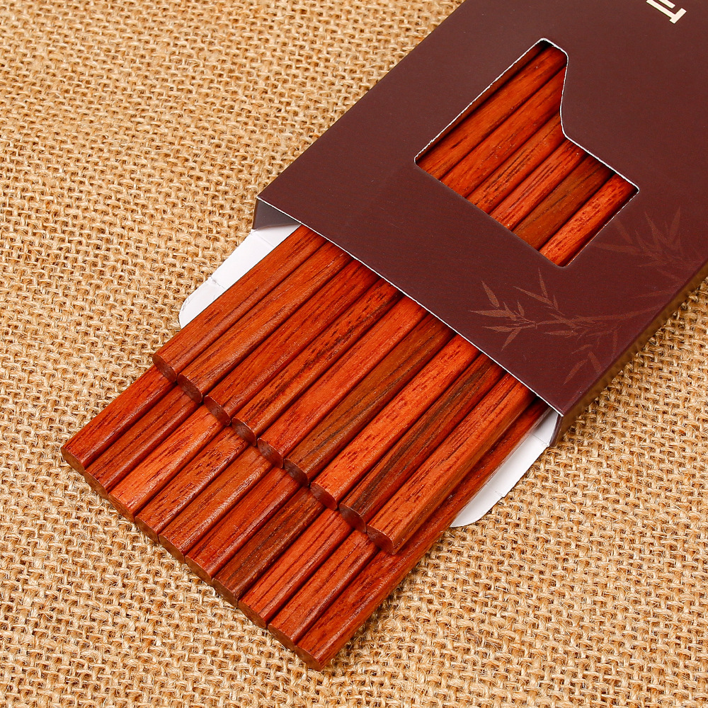 Palillos de madera de ala de pollo al por mayor 25cm para el hogar Palillos de madera maciza 10 pares en caja sin pintura, sin cera, antideslizante, LOGOTIPO tallado