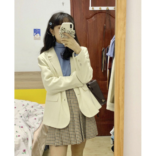 Small white casual suit jacket for women 2023 spring and autumn new Korean style temperament short versatile suit top