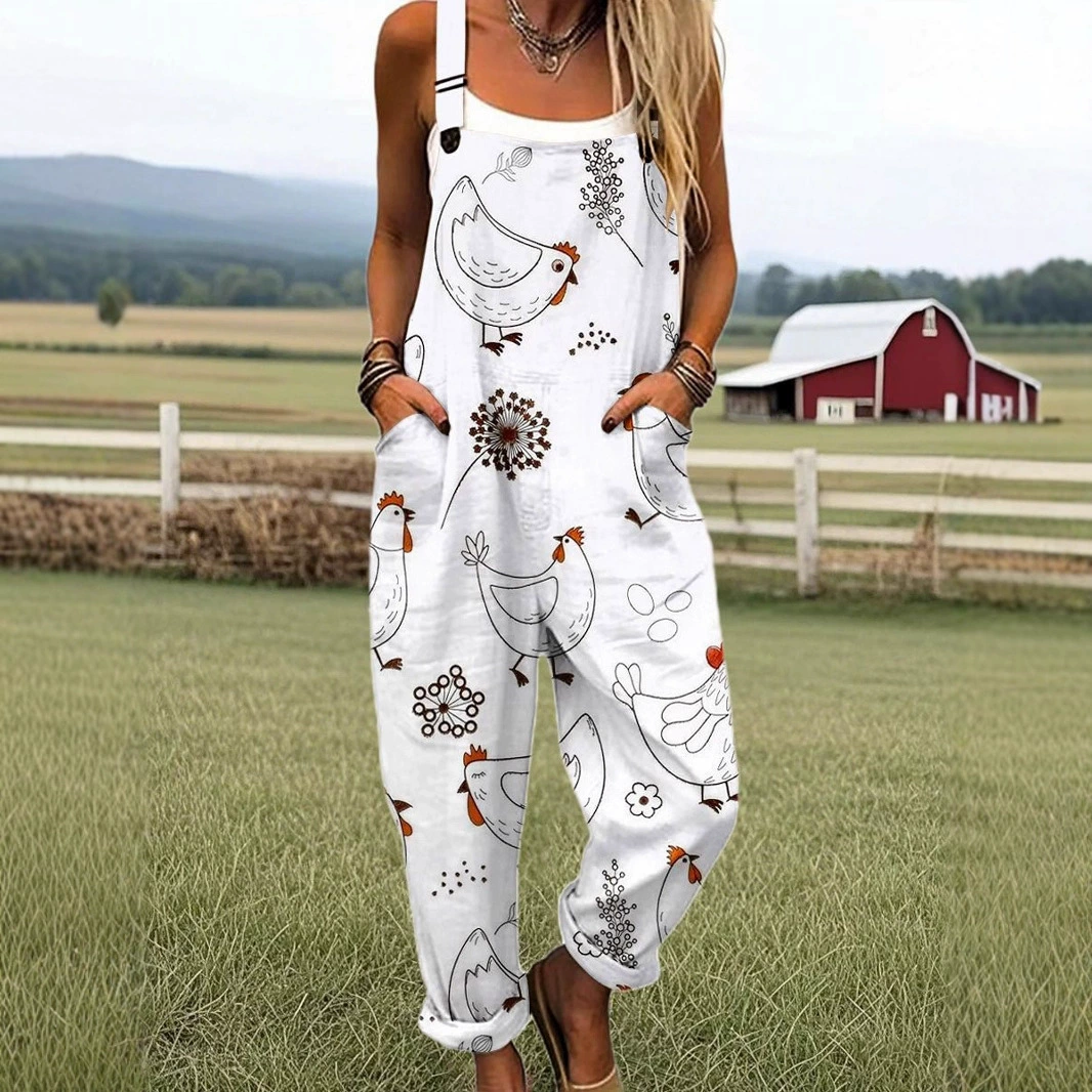 2025 новая женская одежда для трансграничных продаж Amazon, европейские и американские летние цифровые 3D-печатные подтяжки на пуговицах, повседневные брюки, подтяжки