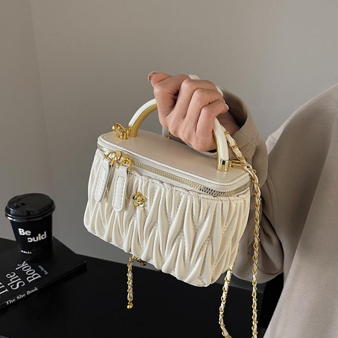 Plegado pequeño viento fragante bolso de mano caja 2024 nuevo bordado cadena bolso de hombro de moda versátil bolso de mochila