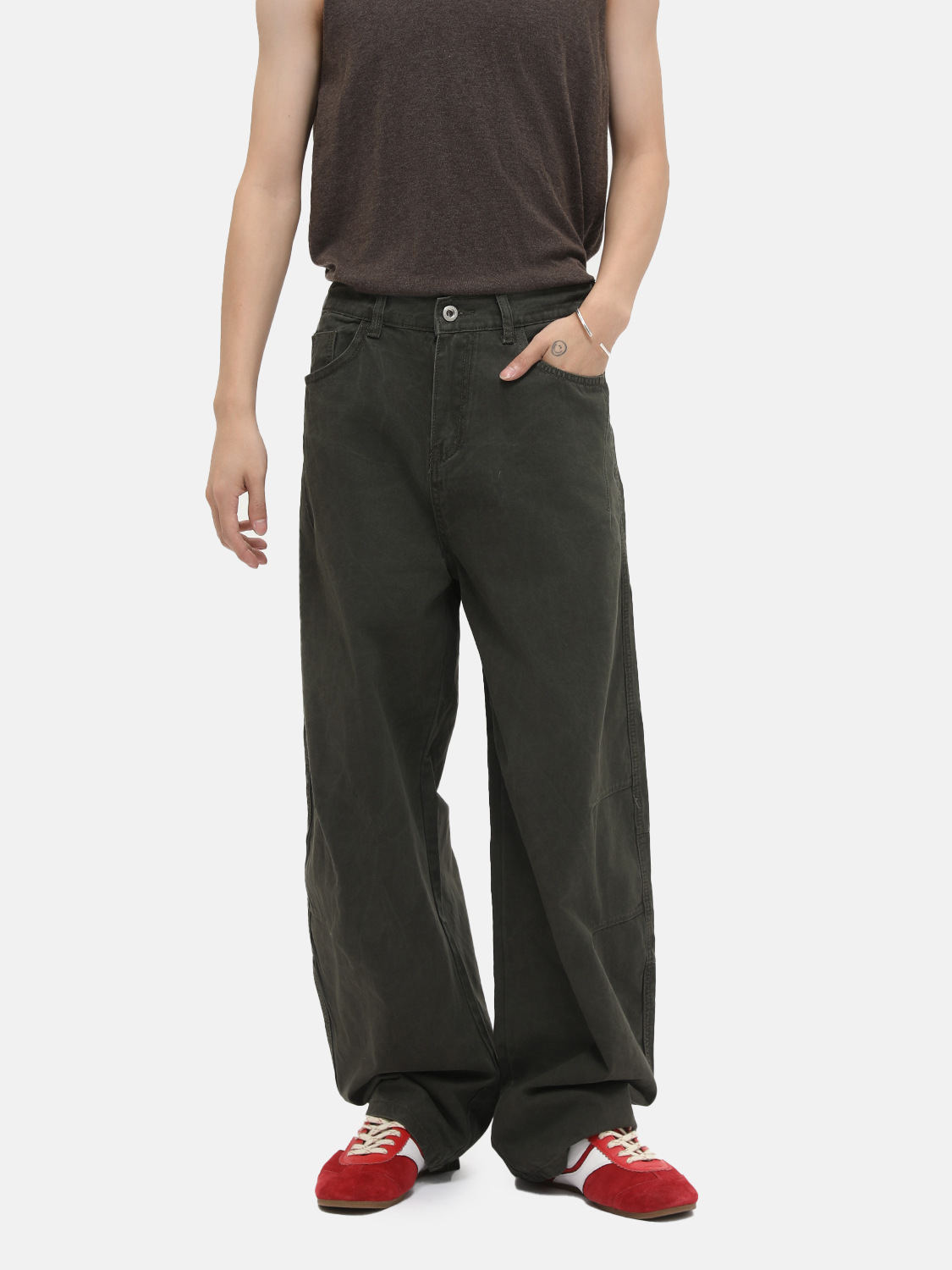 MTLCLOTHES para hombre | American High Street lavado diseño plisado holgado todo-fósforo machete jeans casual