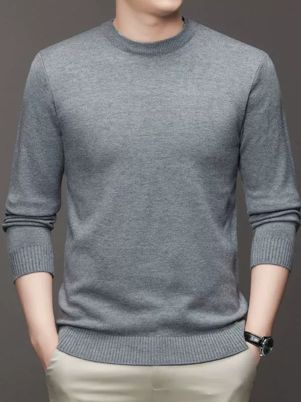 Трансграничный Эксклюзив для нового повседневного универсального однотонного свитера, пуловер с длинным рукавом и круглым вырезом, Корейская Базовая рубашка, новый свитер