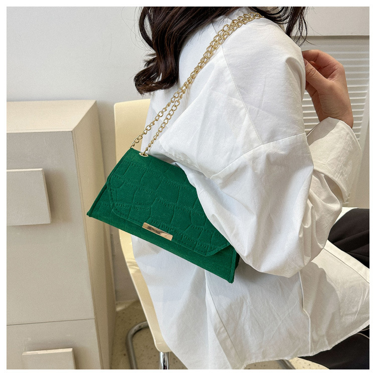 Women's Small Felt Solid Color Classic Style Square Magnetic Buckle Shoulder Bag display picture 8