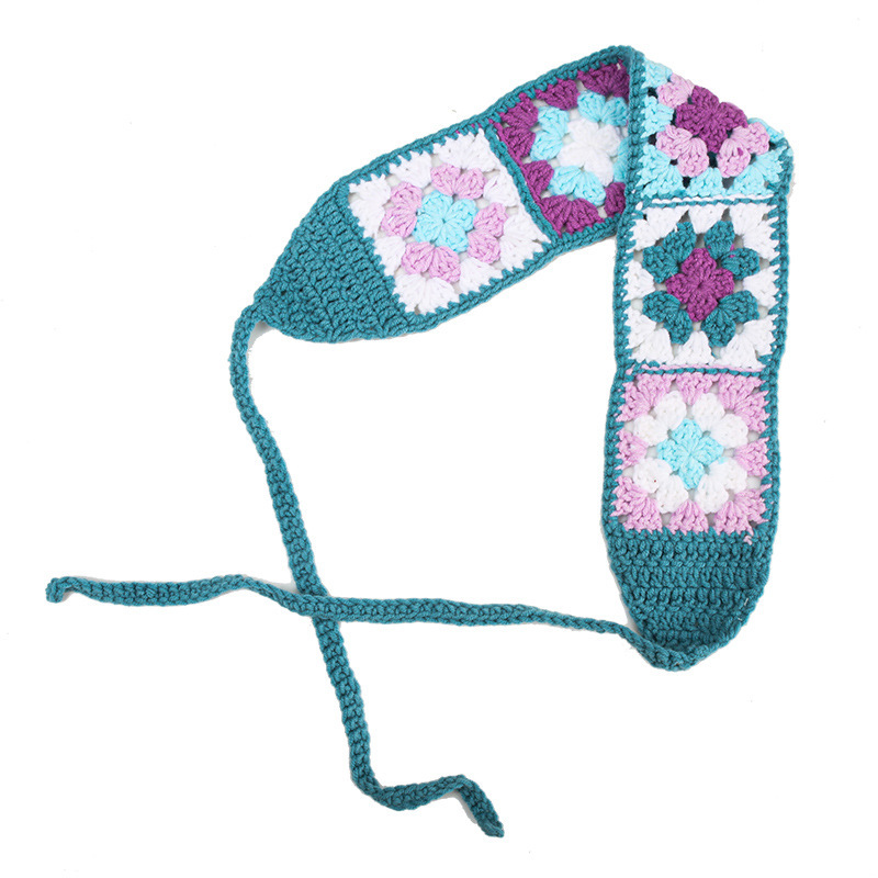 Francia cereza toallas triangulares mujeres primavera y otoño viajes padres-hijos gancho de punto flores hueco pañuelo de arte correa de pelo gorro