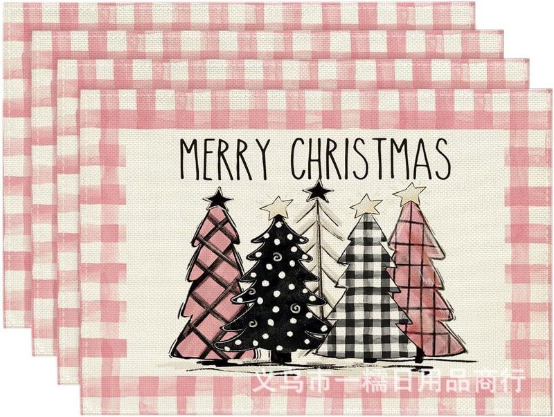 クロスボーダー爆発クリスマス雪だるま食事マット雪格子テーブルマットクリスマスパーティー装飾断熱マット祝日装飾|undefined