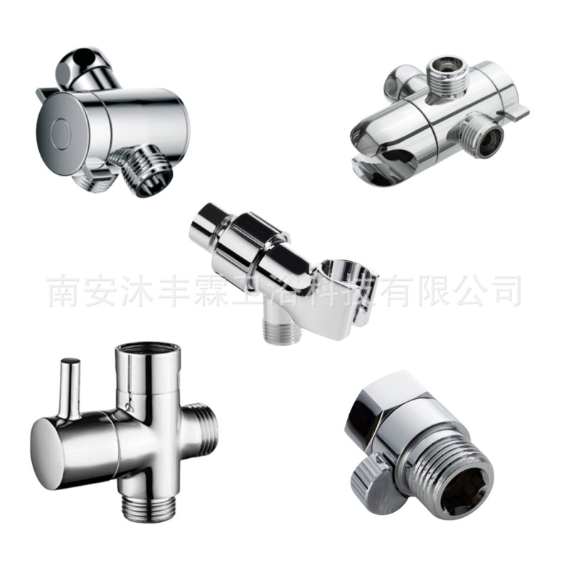 American-Style Bathroom Three-Way Socket Diverter Faucet Overhead Shower Arm Three-Way Diverter Swing Arm Stop Valve