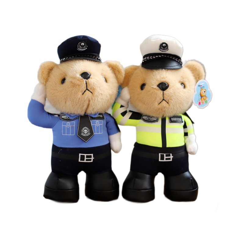 Muñecas de oso de peluche policía de tráfico oso de peluche policía panda muñecas de montaje de policía muñecas de tela