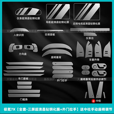 Film Interior Protection Central Control — Car interior film - ji-krypton-7x-full-set-three-screen-ultra-clear-crystal-diamond-tempered-film-outer-door-handle-comes-with-manual-seat-adjustment-on-the-center-pillar
