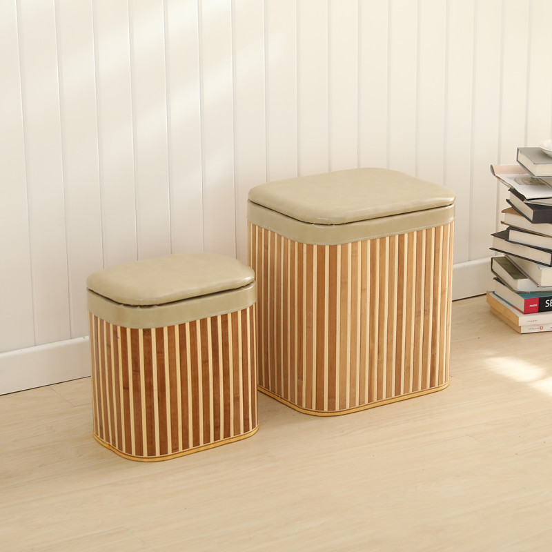 Taburete de bambú, taburete de almacenamiento, taburete de almacenamiento, taburete pequeño, taburete de cambio de zapatos, taburete de cambio de zapatos, taburete bajo, caja de almacenamiento de juguetes