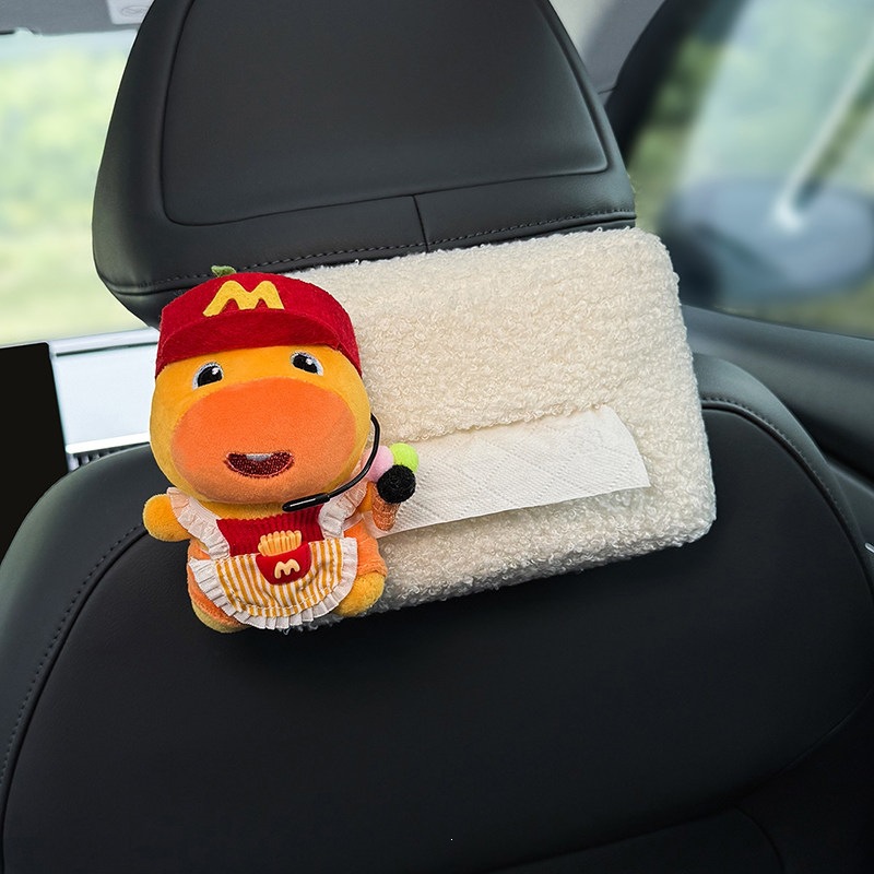 2026 Car-mounted tissue box, hanging tissue bag for car, Lulu car headrest tissue box, front and rear row decoration for goddesses