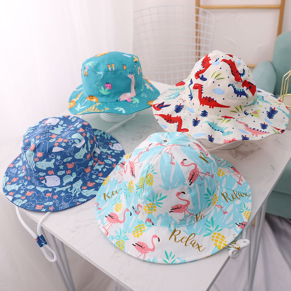 Unisex Cotton Baby Bucket Hat Spring Summer Animal Pattern_voghion.com