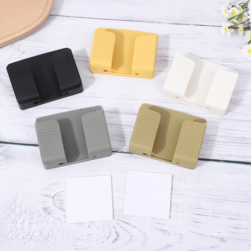 Wall-Mounted Mobile Phone Charging Box Holder, Adhesive Remote Control Base, No-Drill Wall Storage Rack Base Wholesale