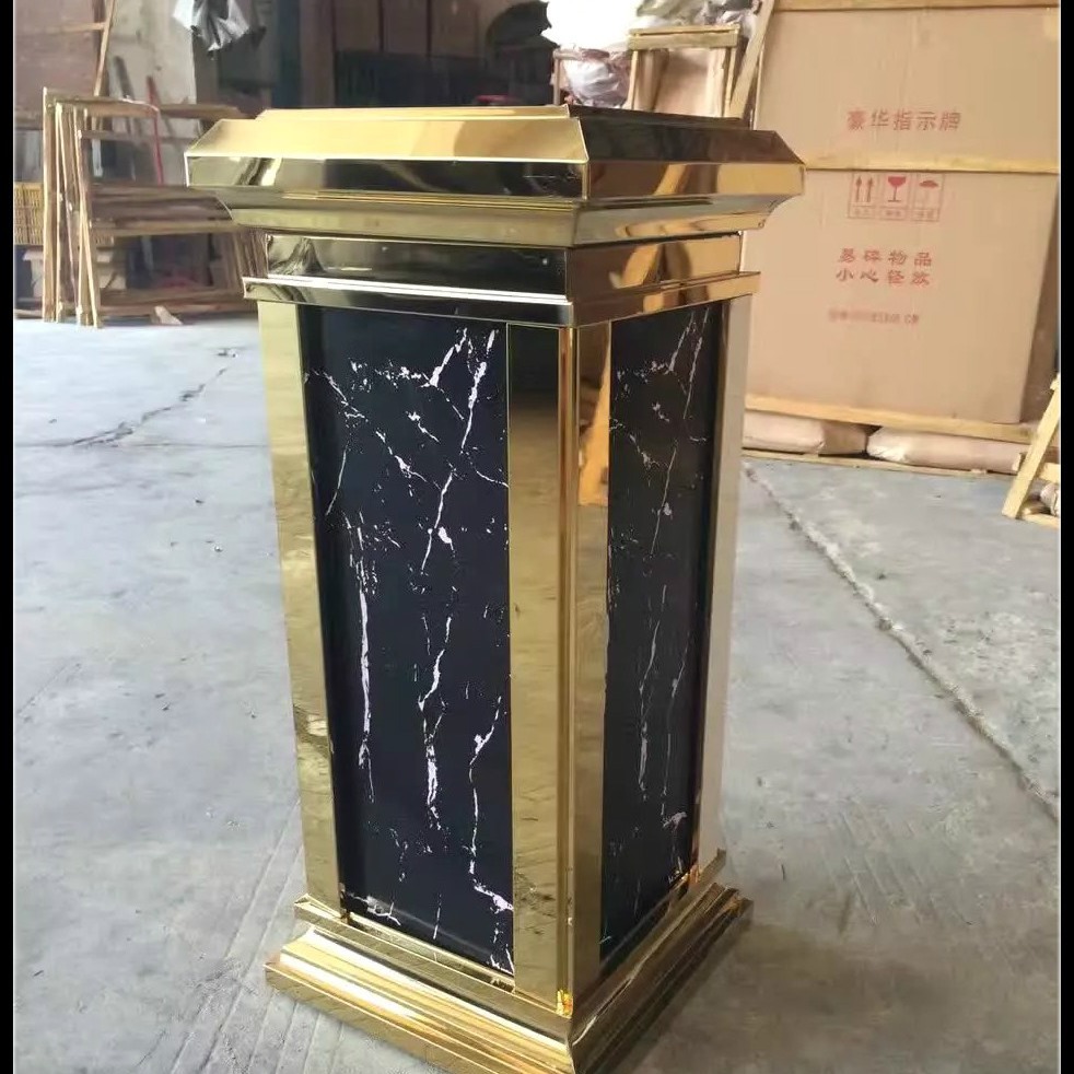 钛金垃圾桶仿大理石烟灰垃圾桶酒店电梯不锈钢上投按图做大厅过道