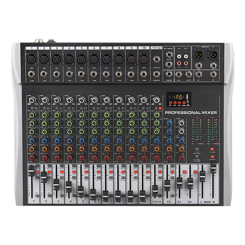 믹서 전문 성능 6 방향 8 방향 블루투스 녹음 반전 효과 12 방향 라이브 방송 그룹 등화 믹서