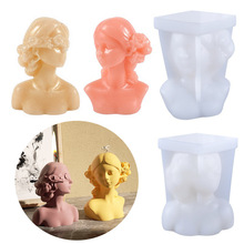 闭眼少女香薰蜡烛硅胶模具 滴胶diy蒙眼美女脱衣人体花瓶树脂摆件
