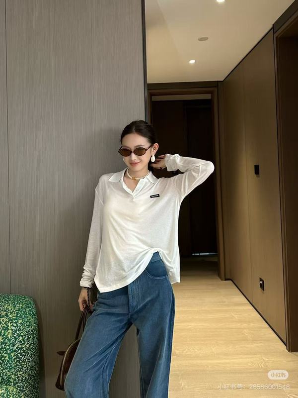 Miumiu新款轻薄棉polo领防晒长袖|undefined