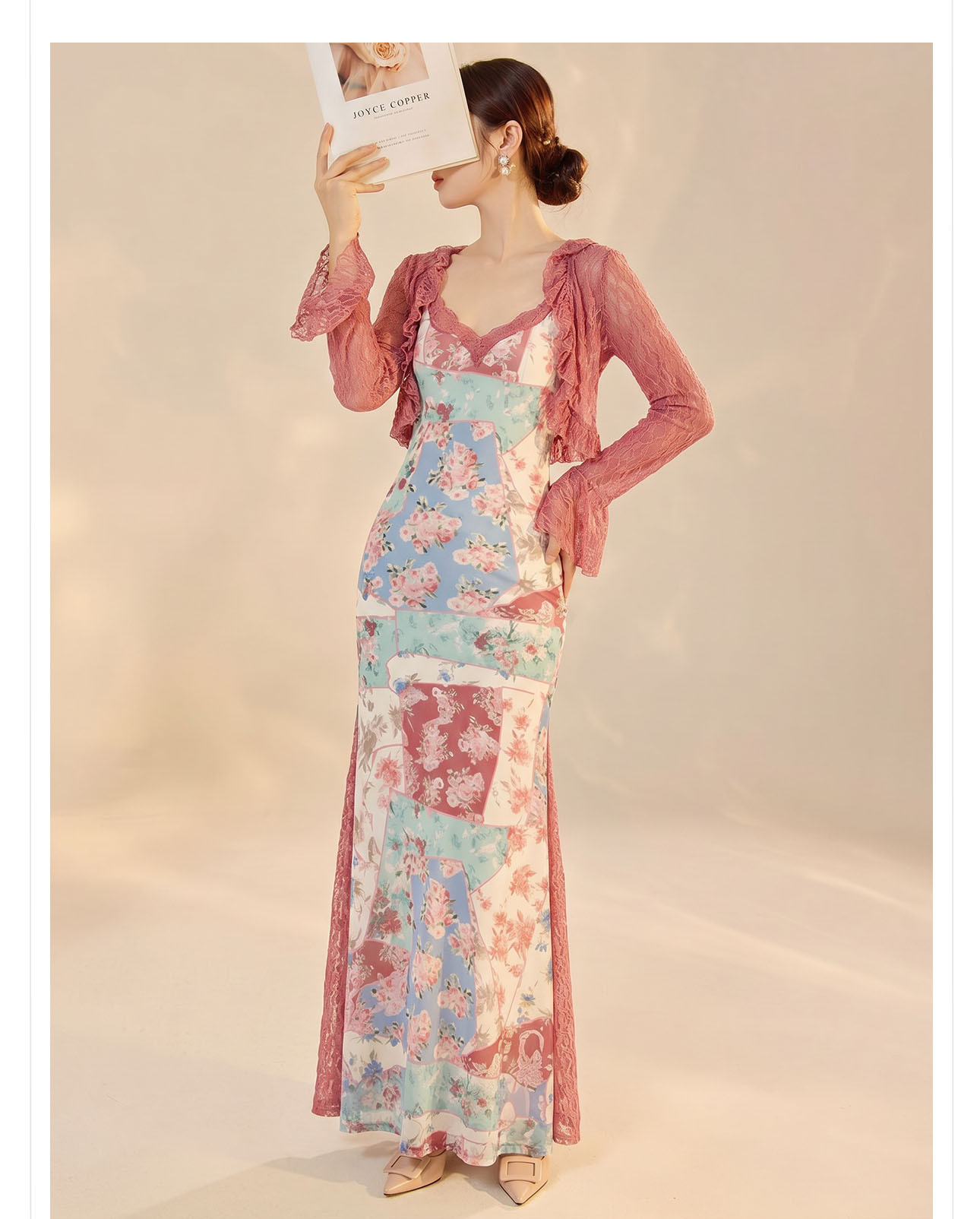 Bộ cardigan ren và váy đuôi cá thanh lịch phong cách lãng mạn — áo, bộ đồ, Trang phục Sling chi tiết 14
