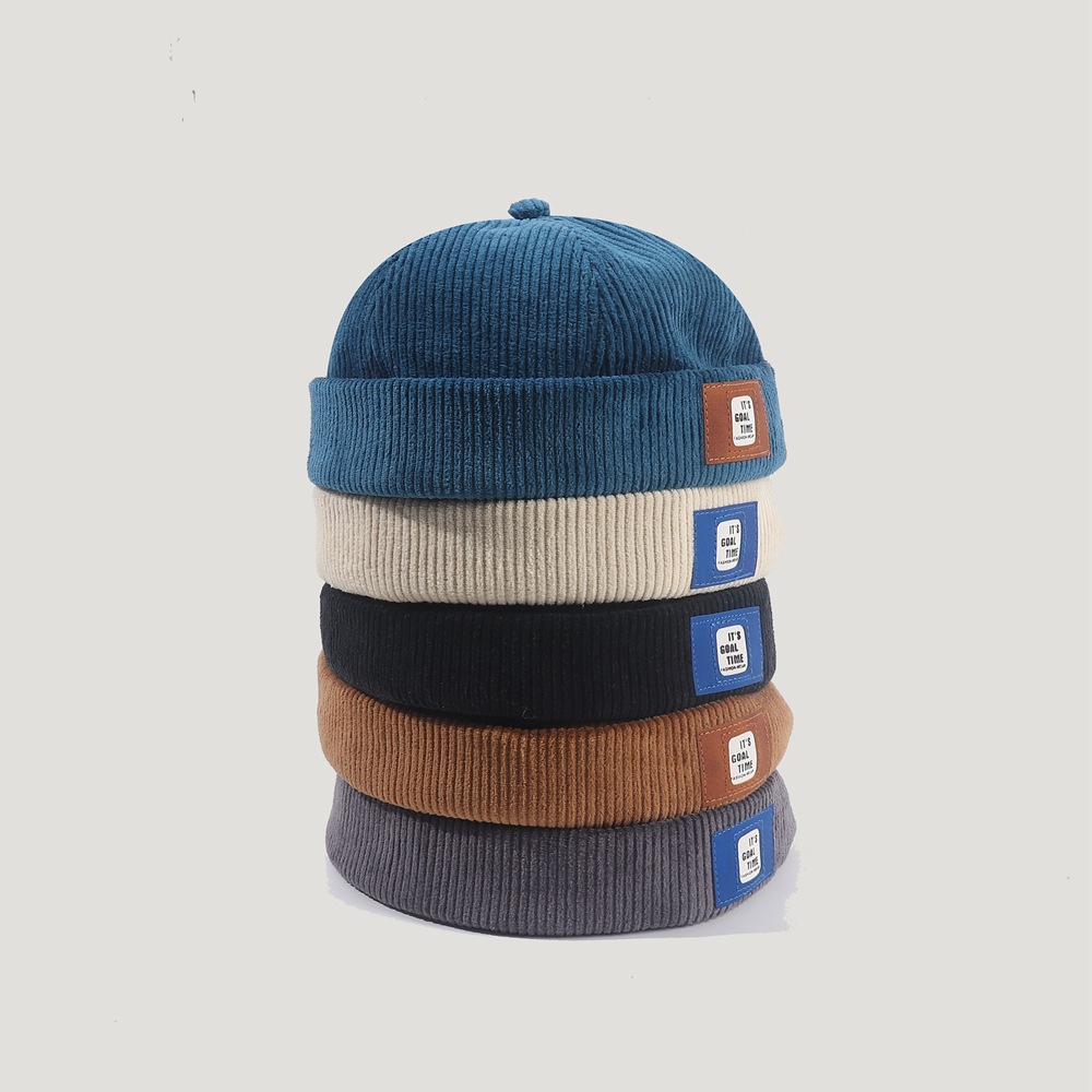 Fall/winter New Corduroy Hat Pu Logo Letter Hat display picture 2