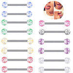 多色亮粉舌钉性感不锈钢直杆乳头钉男女舌头环直杆耳桥穿刺饰品