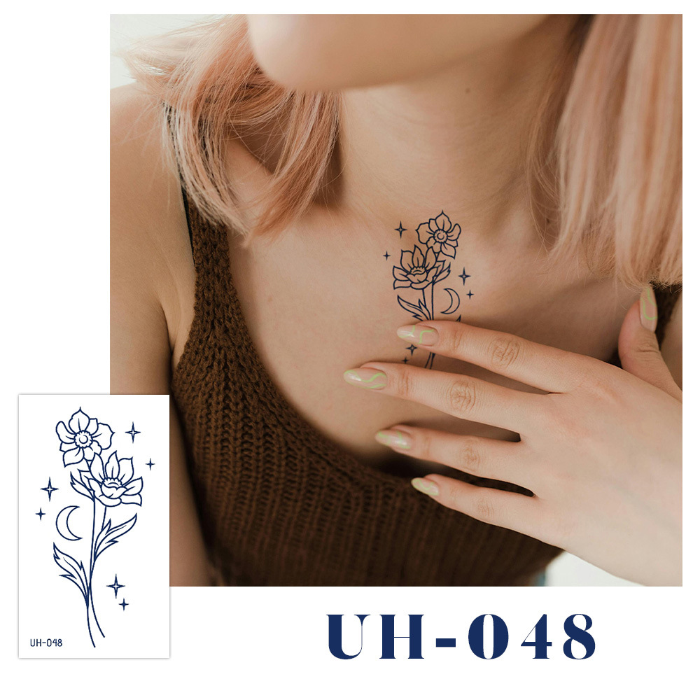 新しいジュースハーブタトゥーシール、半永久的、韓国で人気、原宿風、防水、ミニマルなタトゥーシール、英語文字