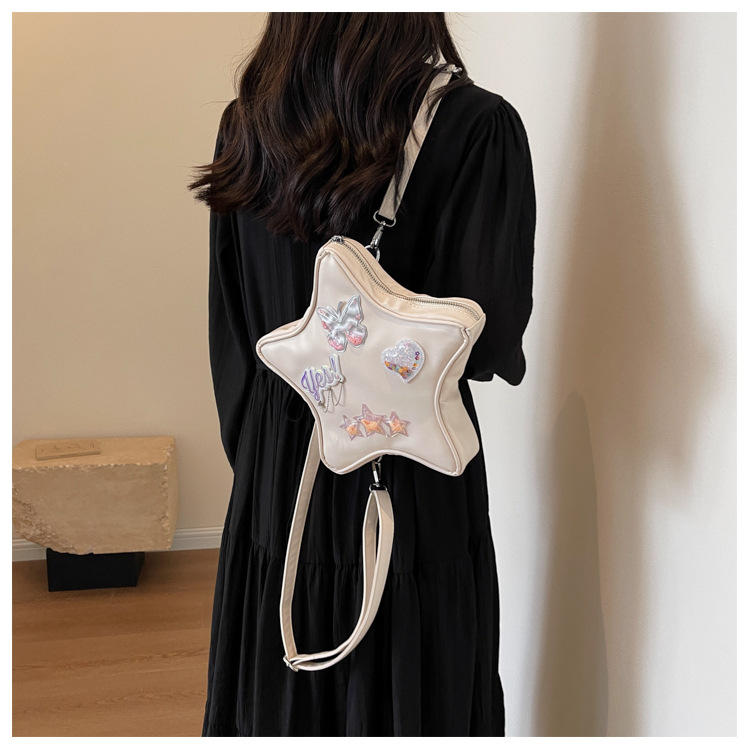 Women's Medium Pu Leather Letter Star Butterfly Streetwear Zipper Fashion Backpack display picture 11