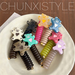 电话线发圈可爱卡通小熊编发神器精致百搭高级感直条马尾头绳