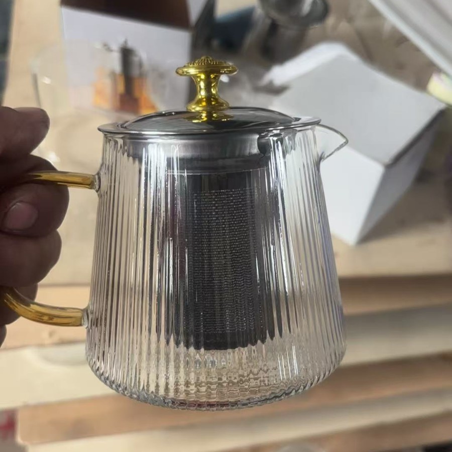 Tetera de Vidrio de Borosilicato Resistente al Calor con Filtro para Hogar y Oficina