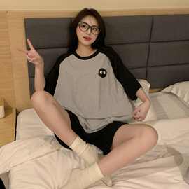 睡衣女新款短袖短裤夏季宽松学生卡通家居服夏天套装可外穿两件套