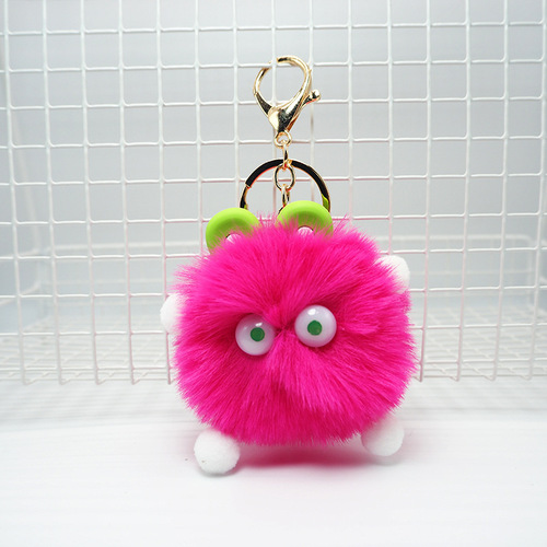 Wholesale Lucky Rabbit Small Coal Ball Cartoon Cute Plush Bear Doll Book Bag Hook Decorations Fuzzy Ball Keychain Ornament