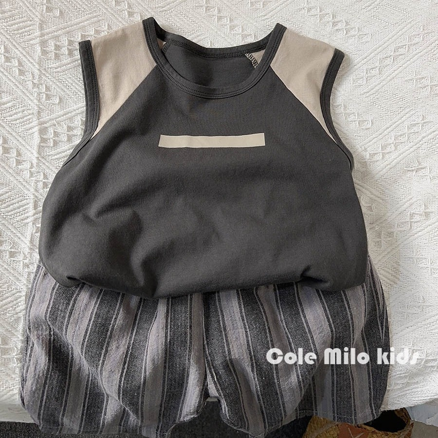 Tonizado ~ chaleco de niño coreano de verano, camiseta sin mangas, camiseta de niña, camiseta de obstáculo delgada